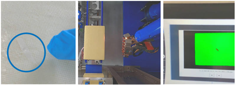 圖 8：Alpma 使用安裝在帶有照明的機(jī)械臂上的 Specim FX17 高光譜相機(jī)檢測(cè)缺陷和污染物，例如薄塑料殘留物和霉菌，該機(jī)械臂可在大塊奶酪周?chē)苿?dòng)