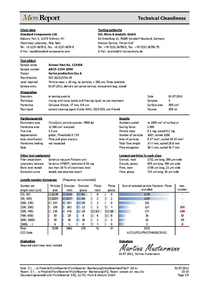 進(jìn)口清潔度檢測(cè)裝置測(cè)試報(bào)告