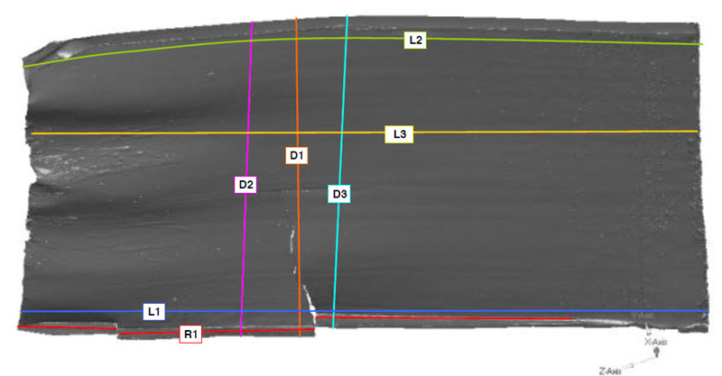 圖10厚度測量截面示意圖